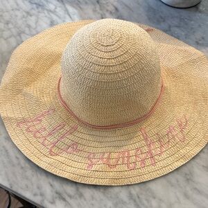 Straw Sun Hat with Pink Embroidery